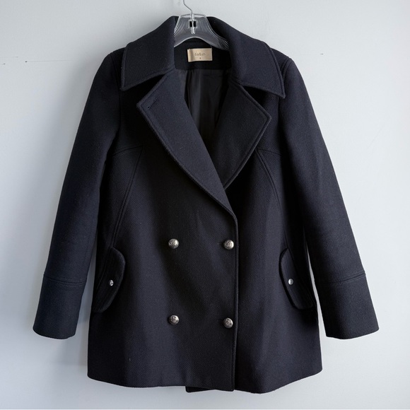 ba&sh Skimma Wool Blend Double Breasted Peacoat Jacket Navy 0 XS Oversized Boxy - Picture 5 of 16